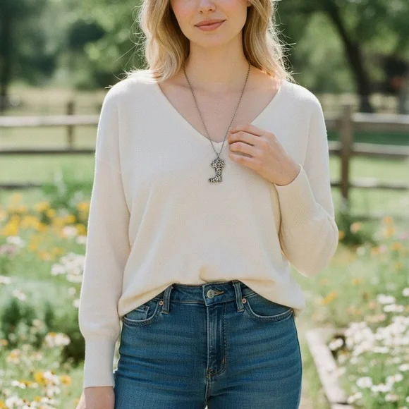 Justin Boots Silver and Black Boot Necklace - Picture 3 of 3